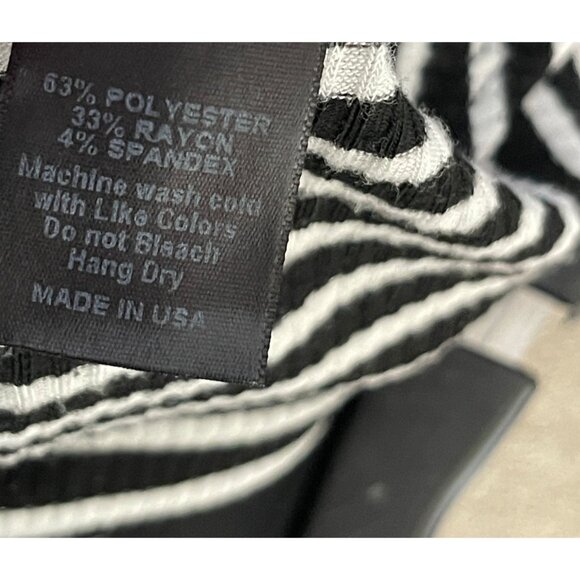 Agnes & Dora Striped Ribbed Top Pullover Short Sleeve Black White Size M Medium - Picture 6 of 7